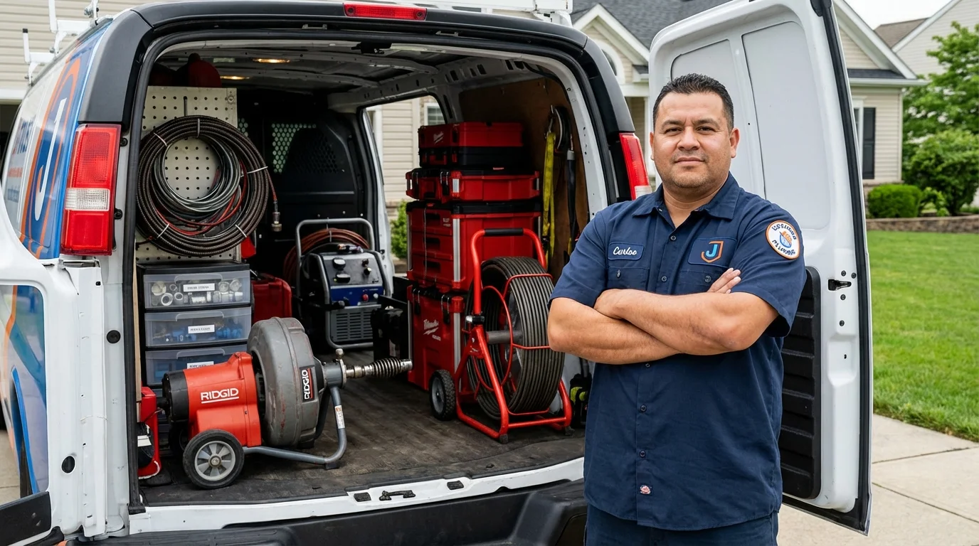 Professional drain cleaning equipment and Johns Plumbing LLC plumber in Raleigh