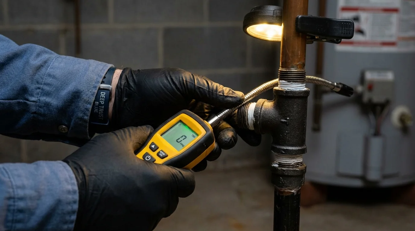 Gas leak detection with electronic sniffer by Johns Plumbing LLC in Raleigh